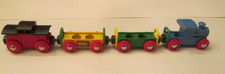 Vintage BRIO Wooden Train Set~Magnetic Cars~4 Pieces