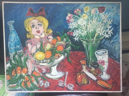 Huile sur toile jeune fille - huile,