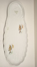 Ravissant Plat à Poisson Vintage en Porcelaine — Forme Coquillage et Décor Épuré