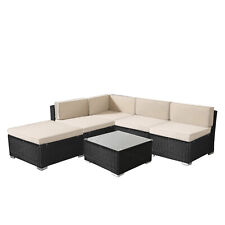 AREBOS Meuble de jardin en poly rotin Ensemble de jardin Lounge Set Noir