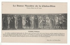 Old postcard 43 - macabre dance of the chair-god: first panel (haute-loire) painting