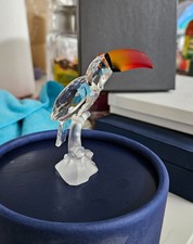 Swarovski Silver Crystal Toucan Figurine 3.25" H Tropical Bird w/ Box 7621