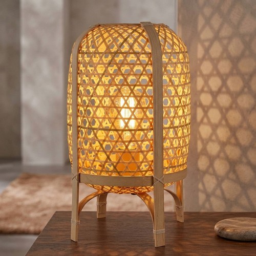 Lampe table globo bambou - table,