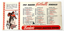 1949  MADISON (wisc) FOOTBALL  SCHEDULES issued by  BORDEN'S  MILK  ink BLOTTER