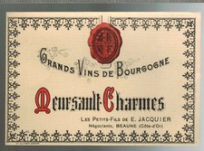 Burgundy Wine Label-Meursault-Charmes-E.Jacquier-Grappe-Vigne-R.358