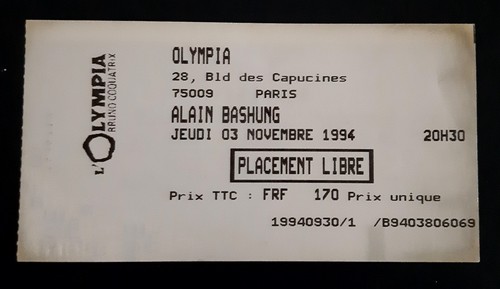 Ticket billet place concert - billet,
