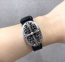 Chrome Hearts Bracelet en argent à boucle ovale noire G062203 148410645