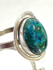 Bague ancienne argent massif Taille 54 Pierre Bleue Et Verte