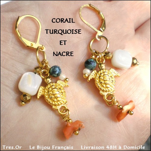 Boucles oreille corail - d'oreille,