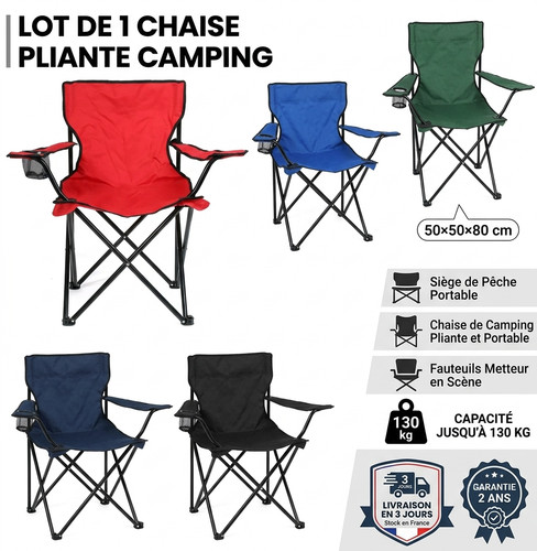 Chaise camping pliante 130kg - chaise,
