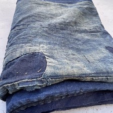 Vintage Japanese Indigo Boro Textile Handwoven Cotton Futon Cover 160×190cm