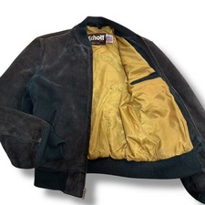 Vintage Schott USA Men’s 38 Green Suede Leather Bomber Jacket MA-1 Style Blouson