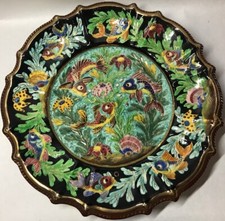 Rare large vintage dish signed Cerdazur Monaco fish decoration H 7 D 38.5 cm #1