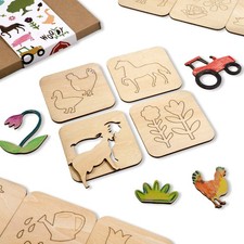 20 Pièces De Pochoirs En Bois Pour Enfants / FERME