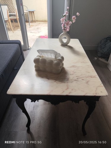 Table basse marbre blanc - table,