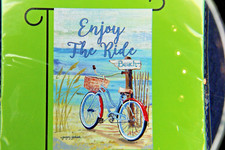 12.5" x 18" Enjoy the Ride Bicycle Basket Beach Ocean Yard Garden House Art Flag