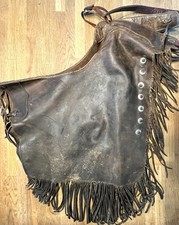 Jack Gulley Vintage Leather Fringe Chaps Belle Fourche South Dakota Horse Riding