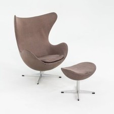 1964 Arne Jacobsen for Fritz Hansen Egg Lounge Chair and Ottoman w Brown Fabric