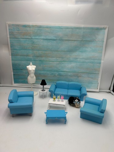 Salon bleu pour barbie - pour,