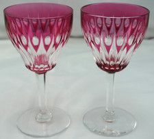 Val St Lambert Zermatt Rose Red (2) Water Goblets, 6 1/2"  (G45)