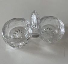 MINI SALIERE ANCIENNE EN VERRE DOUBLE GODETS COLLECTION CUISINE DÉCO TABLE