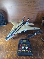 Vtg 1990 New Bright US NAVY F14 Tomcat Corded Remote Control Fighter Jet. Works
