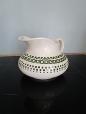 White pitcher / toilet jug green geometric decor Louise model