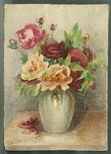Aquarelle début 20ème roses
