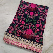 Exotique Indien Pendjab Mariage Phulkari Dupatta Broderie Écharpe Voile Étole...