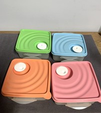 4 Tupperware Crystal Wave Square-A-Way Microwave Containers with Vent Lid