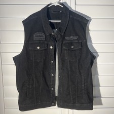 2021 Harley Davidson Black Denim Sturgis Vest - Sleeveless - Size 3XL