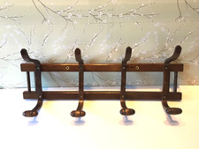 Vintage Bentwood 4 Hook Wall Mount Hat Coat Jacket Scarf Rack Thonet Style Brown