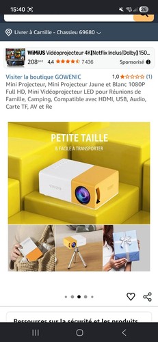Mini projecteur jaune blanc - mini,