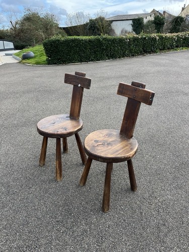 Paire chaises brutaliste - paire, de