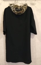 Sur robe noire non doublée col léopard T36 Poussière D'etole (2212015)