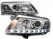 Paire de feux phares Audi A6 C6 04-08 Daylight DRL led chrome