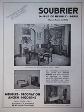  1935 SOUBRIER FURNITURE PRESS ADVERTISEMENT ANTIQUE MODERN DECORATION - ADVERTISING