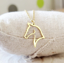 Collier cheval acier inoxydable doré cadeau femme et fille vendu à l'unité