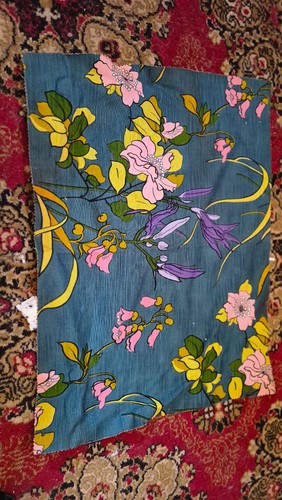 Tissu vintage fleuri - , bleu