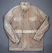 BELSTAFF Trialmaster Panther belted suede leather jacket size XL beige biker
