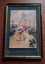 Huile sur panneau scène de