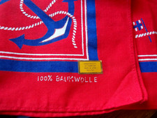LGE UnUSED Vintage RED White &BLUE Nautical Baumwolle BANDANA SCARF HANDKERCHIEF