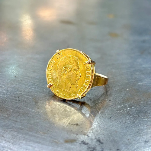 Bague pièce jaune 750 - or,