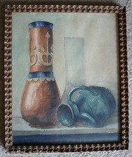 Aquarelle - Nature morte aux vases 1925 - ECOLE BELGE