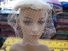 Antique 1940s Lace Beaded Veil Bridal Hat. Ref 2