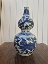 OLD CHINESE DOUBLE BOTTLE VASE - 19TH CENTURY blue and white porcelain 