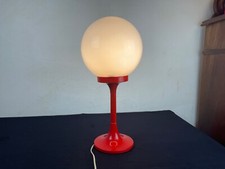 Lampe vintage pieds tulipes rouge et opaline design  1960 -70