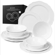 Assiettes Service de Table 4 Personnes - Ensemble Service Vaisselle Porcelaine