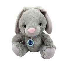 Peluche doudou lapin gris collier patte BBB bonbon buddies 20 cm nez rose