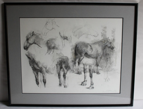 Etude crayon aquarelle - , signé